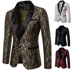 Showlu Fashion Store 0 Men&#39;s Floral Party Dress Suit Stylish Dinner Jacket Wedding Blazer Prom Tuxedo