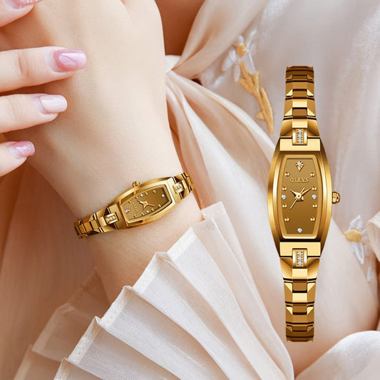 Showlu Fashion Store 0 OLEVS Luxury Watches for Women Fashion Waterproof Gold Wristwatch Ladies Bracelet Gift Set Girls Tungsten Steel Watch Jererly