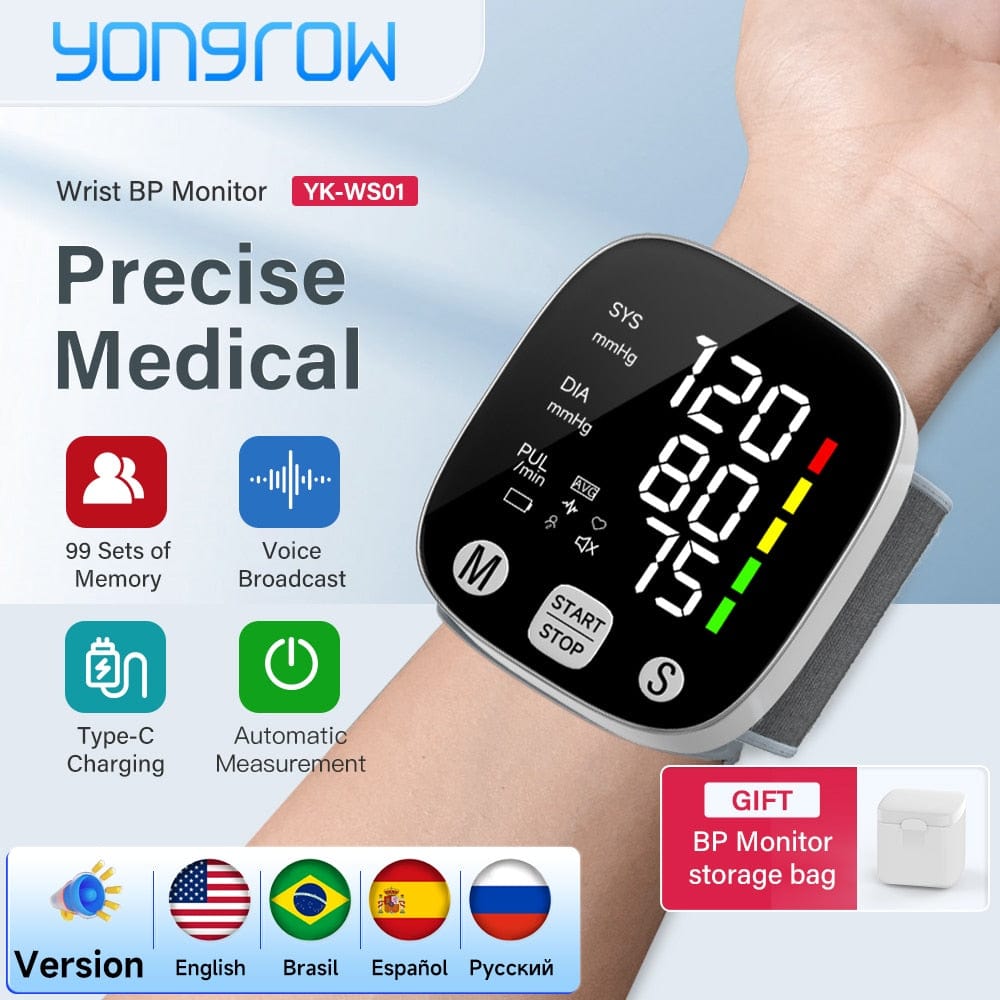 Showlu Fashion Store 0 Portuguese version Yongrow LED Wrist Blood Pressure Monitor