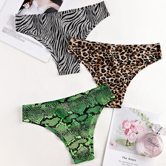 Showlu Fashion Store 0 Underwear For Women Panties Female Sexy Low Waist Panties One Piece Seamless Briefs Sports Ice Silk Leopard Print Underpant