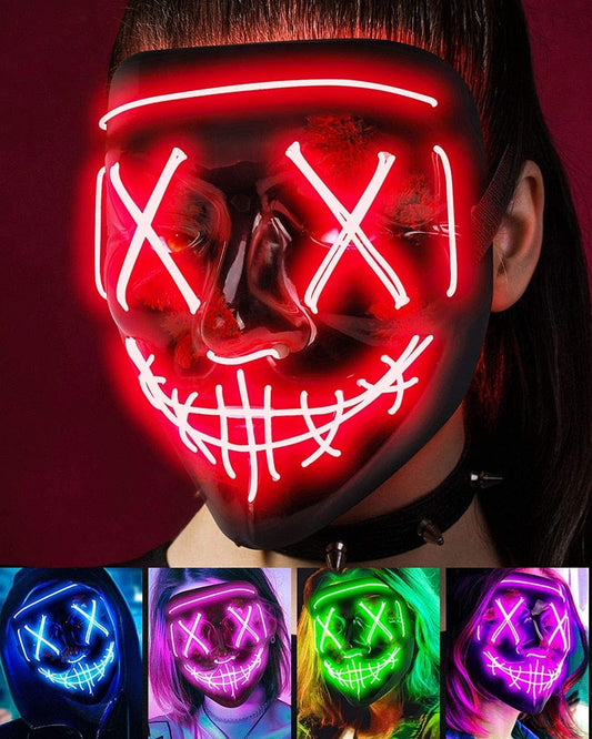  Showlu Fashion Store 0 Wireless Halloween Neon Led Purge Mask Masquerade Carnival Party Masks Light Luminous In The Dark Cosplay Costume Supplies