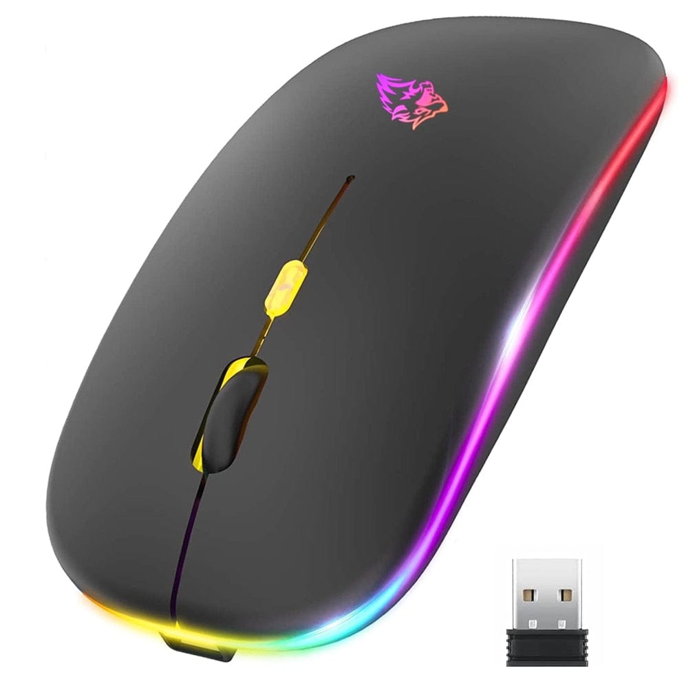  Showlu Fashion Store 0 Wireless Mouse Bluetooth and 2.4GHz Dual Modes Rechargeable RGB Ergonomic Silent Click for PC iPad Laptop Cell Phone TV