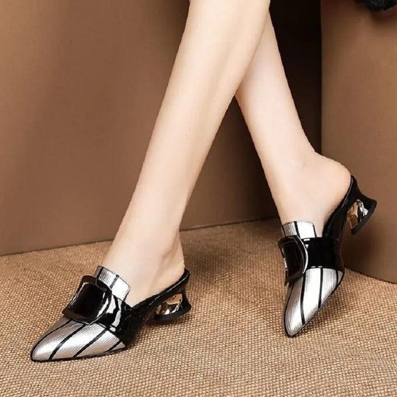 Showlu Fashion Store 0 Women Cute Sweet High Quality Beige Bezel Slip on Stiletto Lady Classic Comfort Stylish Heel Shoes Zapato Negro Tacon E5867