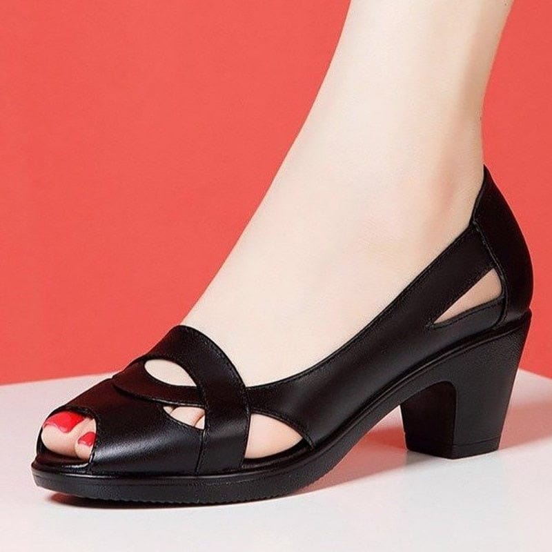 Showlu Fashion Store 0 Women Shoes Peep Toe Pumps Hollow Outs High Heels Sandals Boat Shoes Platform Pumps Woman Open Toe Sandalias mujer Summer