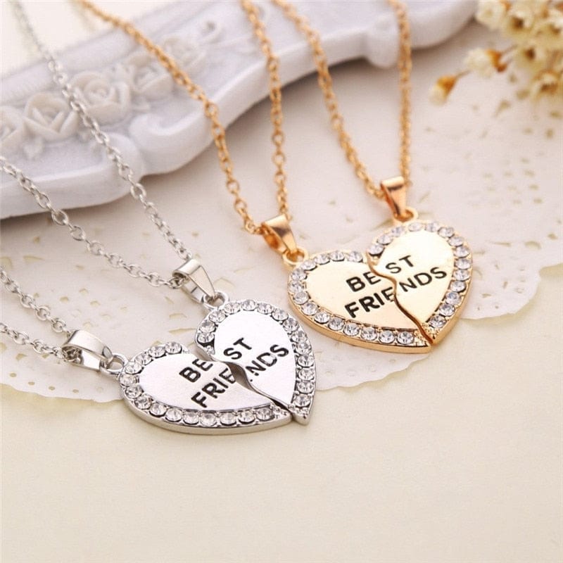 Showlu Fashion Store 0 Wu's 2022 Love English Necklace Fashion Two Petals Inlaid Zircon Friends Necklace Clavicle Chain