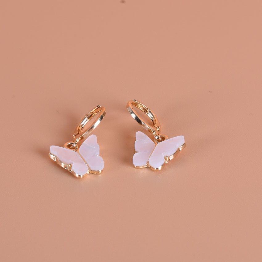 Showlu Fashion Store 00360-15-1 Jewelry Wild Pink Butterfly Earrings Temperament Natural Pendant Ear Clip