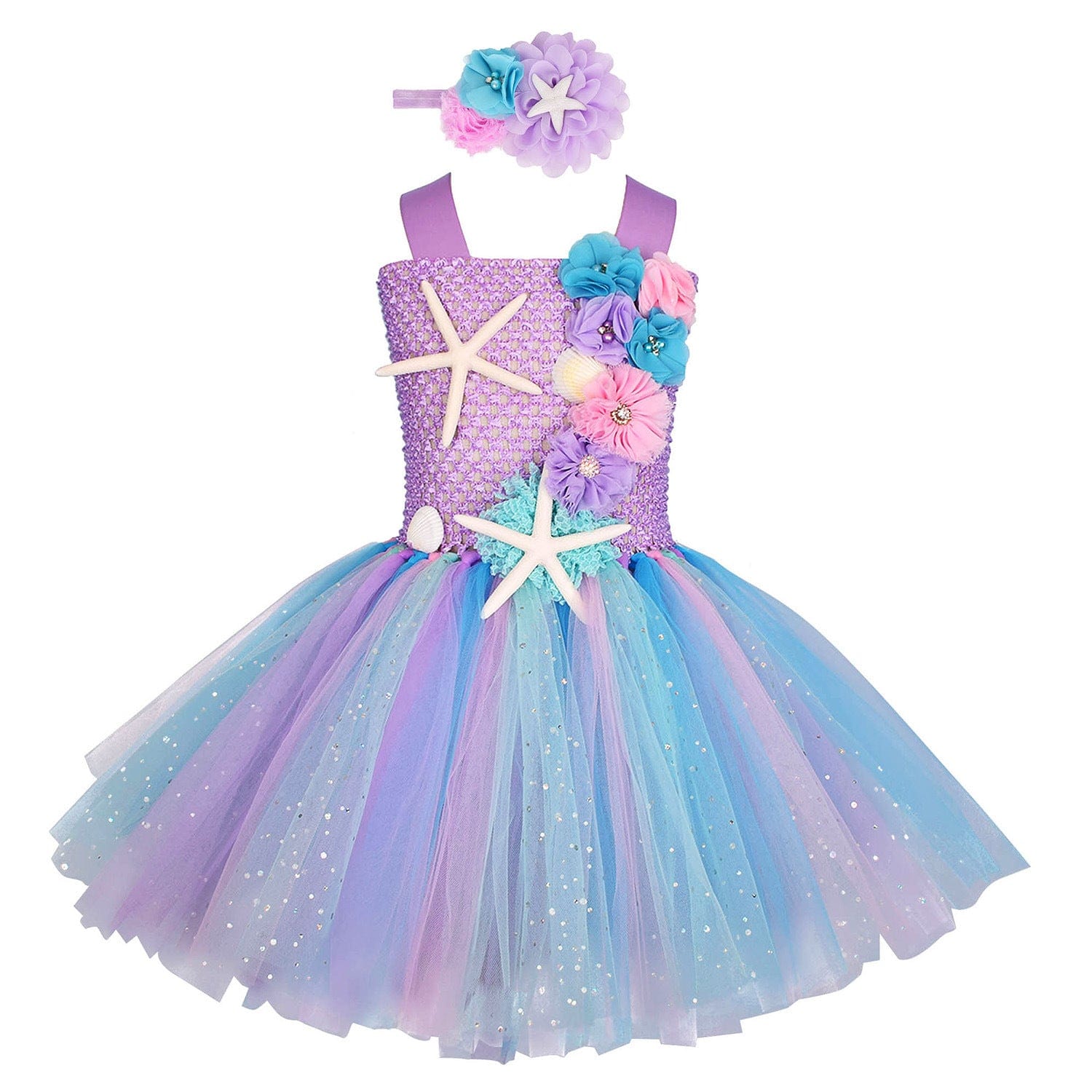 Showlu Fashion Store 121462057 100 / Light purple starfish Girls' Mermaid Princess Dress Children's Day Dress Cosplay Performance and Show Photograph Dress Tutu Pettiskirt