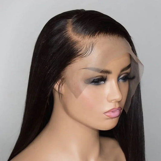 Showlu Fashion Store 14 inch 180% full lace wig / Black 180% Straight Human Wigs HD Lace Pre Plucked, Transparent Glueless Full HD Lace Wigs 100% Virgin Brazilian Human Hair