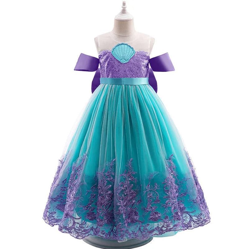  Showlu Fashion Store 140cm=7-8Y / 3 Girls Princess Dress Girls Little Mermaid Halloween Princess Cosplay Costume Children Mermaid Prom Birthday Party Dresscessories