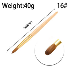  Showlu Fashion Store #16 High Quality Custom Logo Gold Copper Parts Germany Nail Brush 100% Pure Kolinsky Hair Acrylic Nail Art Brush