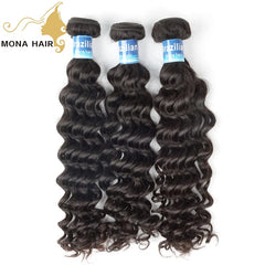  Showlu Fashion Store 16 Inches / Deep wave Mona Wholesale Cuticle Aligned Raw Virgin Hair Weave with Closure Vendors, Remy Human 100% Mink Brazilian Hair Extension Bundles