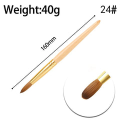  Showlu Fashion Store #24 High Quality Custom Logo Gold Copper Parts Germany Nail Brush 100% Pure Kolinsky Hair Acrylic Nail Art Brush