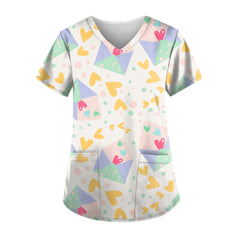 Showlu Fashion Store 3 XL / 10 hospital new style nurse work beauty chemical growth short-sleeve fashion printing top