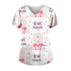 Showlu Fashion Store 3 XL / 15 hospital new style nurse work beauty chemical growth short-sleeve fashion printing top