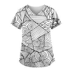 Showlu Fashion Store 3 XL / 23 hospital new style nurse work beauty chemical growth short-sleeve fashion printing top