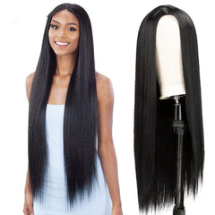 Showlu Fashion Store 50023284 European and American-Style Natural Straight Simulation Big Scalp Wig