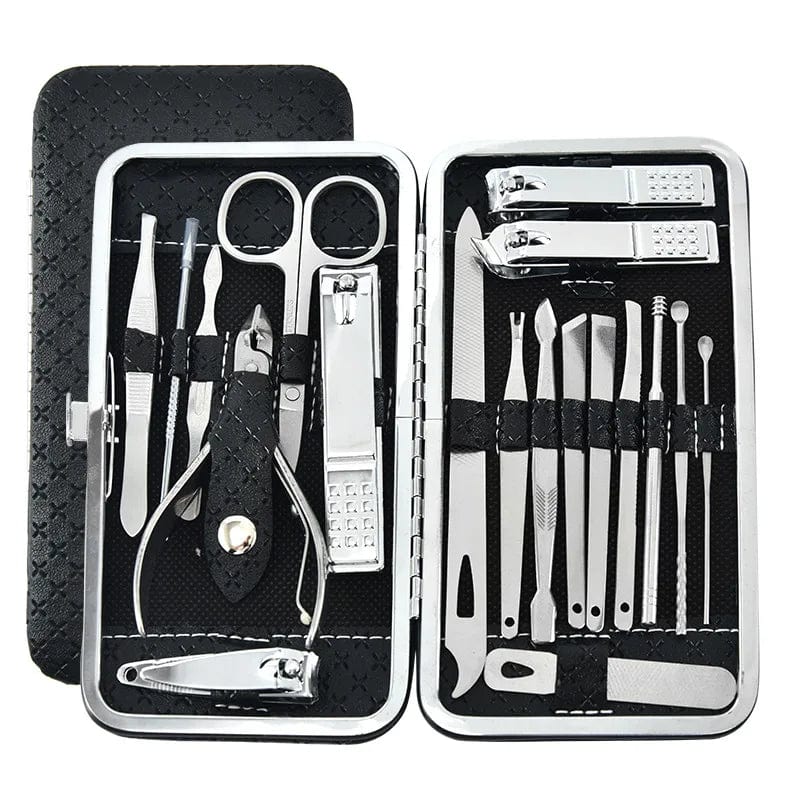  Showlu Fashion Store Black Custom Stainless Steel Personal Care Nail Scissors Nail Clippers set Cutter  Pedicure Manicure kit