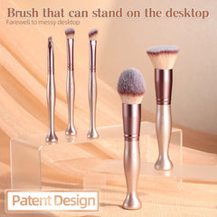 Showlu Fashion Store BS-MALL Pink Stand Up Makeup Brushes Set Synthetic Hair 14PCS Private Label Makeup Brushes with Makeup Sponge and Cleaner