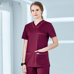 Showlu Fashion Store Fashionable Medical Fit Scrubs Uniforms Stretchy Jogger Blouse Long Sleeves Scrubs Suits Clinic Custom Nurse Scrubs