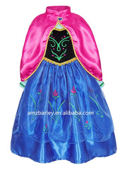  Showlu Fashion Store Girls Princess Dress Cosplay Costume Birthday Party Clothing Children Kids Anna Girls Fancy Dress With Cloak Accessories