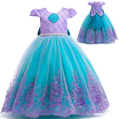  Showlu Fashion Store Girls Princess Dress Girls Little Mermaid Halloween Princess Cosplay Costume Children Mermaid Prom Birthday Party Dresscessories