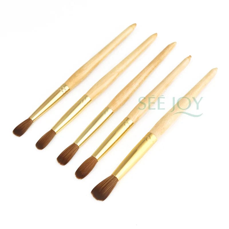  Showlu Fashion Store High Quality Custom Logo Gold Copper Parts Germany Nail Brush 100% Pure Kolinsky Hair Acrylic Nail Art Brush