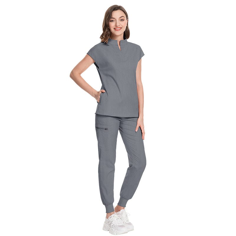 Showlu Fashion Store High quality polyester rayon elastic custom logo hospital uniforms scrubs for women medical lab coats nurse uniform