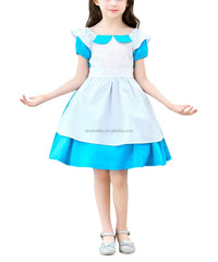  Showlu Fashion Store Kids Anime Alice Cosplay Party Costume Halloween Christmas Carnival Dirndl Summer Little Girls Princess Dress with Accessories