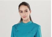  Showlu Fashion Store L / lake blue short sleeve female doctor Uniform unisex hospital medical  nurse dentist scrubs set