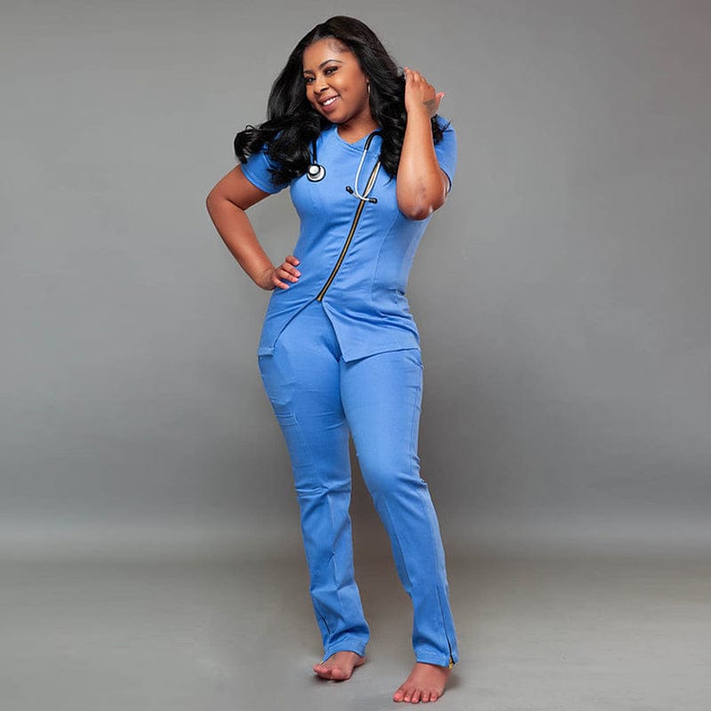 Showlu Fashion Store L / Light Blue custom fast ship nursing unisex cheap women scrubs uniforms dropshipping maternity scrub sets