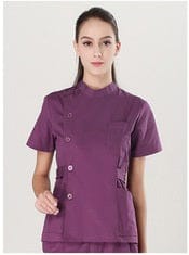  Showlu Fashion Store L / purple short sleeve  female doctor Uniform unisex hospital medical  nurse dentist scrubs set