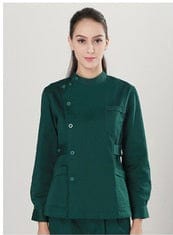  Showlu Fashion Store M / Green long sleeve female doctor Uniform unisex hospital medical  nurse dentist scrubs set