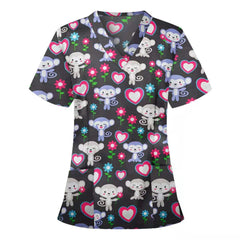 Showlu Fashion Store M / MDL-12 Printed pattern Hospital Dental Nurse's shirt scrubs Drugstore staff coat top