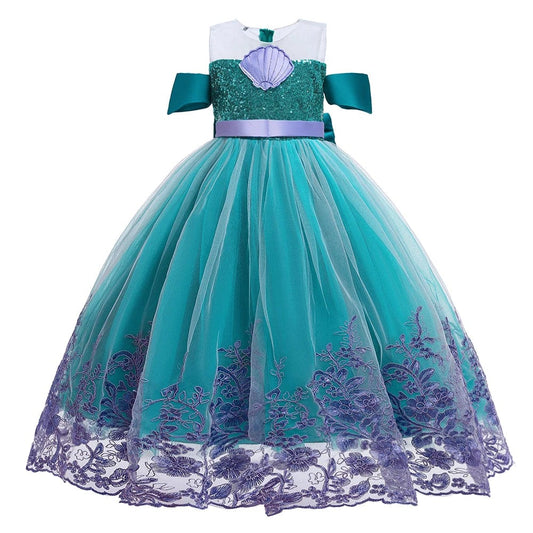  Showlu Fashion Store MQATZ Mermaid Costume Dress Hot Sale Costume Princess Kids Dress Girls Party Dress Cosplay Age 2-10 Years Old Children