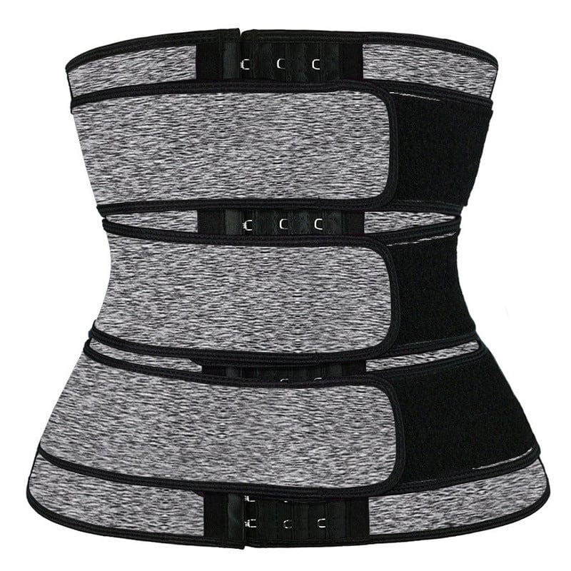 Showlu Fashion Store Nanbin Snow Gray Double Belts Waist Trainer Shaper Shapewear High Waist Tummy Shaper