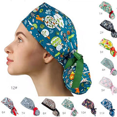 Showlu Fashion Store nurse hat with buttons nurse scrub hats with elastic