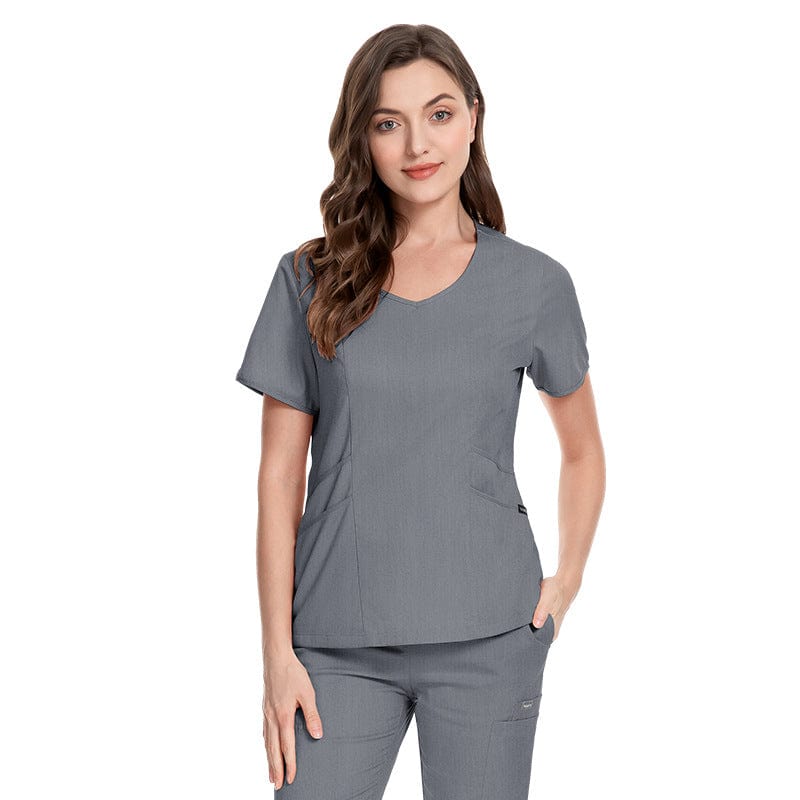 Showlu Fashion Store Ready To Ship Winter Zip Up Pockets Long Sleeve Scrubs Uniforms Sets For Doctors And Nurses