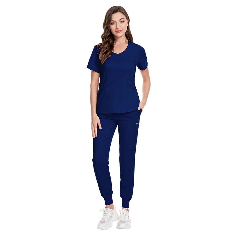 Showlu Fashion Store Ready To Ship Winter Zip Up Pockets Long Sleeve Scrubs Uniforms Sets For Doctors And Nurses