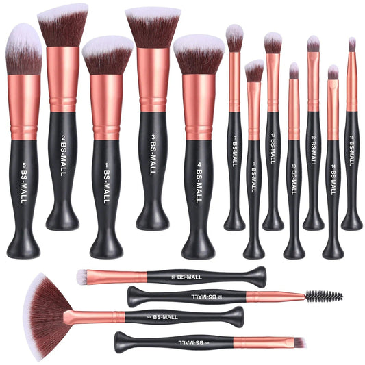 Showlu Fashion Store regular size / Rose Gold BS-MALL Hot Makeup Brush Set 16pcs Custom Logo Personalized Premium Synthetic Hair Stand Up Makeup Brushes Set