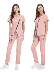 Showlu Fashion Store Reusable Stretchy Beautician Scrubs Uniforms Nurse Uniform Medical  Zip Scrubs