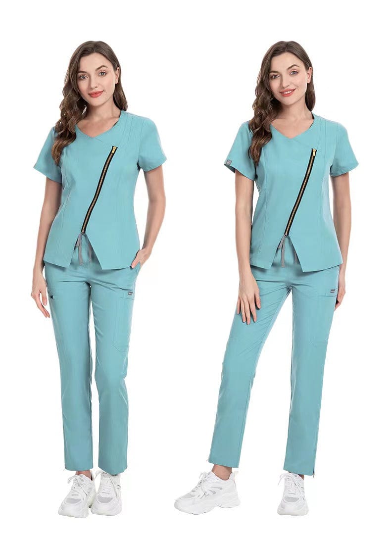 Showlu Fashion Store Reusable Stretchy Beautician Scrubs Uniforms Nurse Uniform Medical  Zip Scrubs