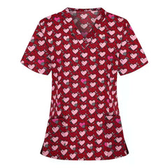 Showlu Fashion Store S / MDL-14 Printed pattern Hospital Dental Nurse's shirt scrubs Drugstore staff coat top