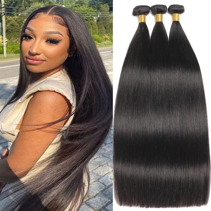 Showlu Store Nation 0 10inch (1 bundle) / >=25% / Remy Hair 12A Straight Bundles Original Human Hair Virgin Unprocessed Human Hair Hair Extensions For Women Real Natural Hair Extensions