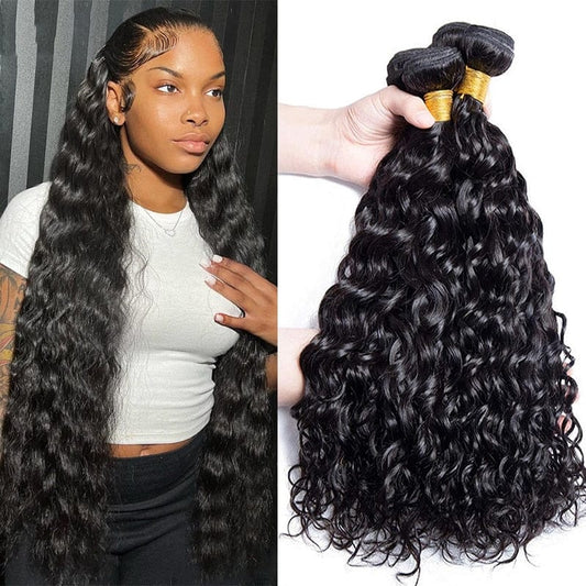 Showlu Store Nation 0 10inch (1 bundle) Water Wave Bundles 100% Human Hair Extensions For Women Peruvian Hair Bundle Raw Virgin Hair Unprocessed Human Bundle Curly Hair