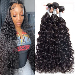 Showlu Store Nation 0 10inch (1 bundle) Water Wave Bundles Curly Human Hair Bundles Brazilian Weaving 26 28 30 32 Inch Natural Human Hair Remy Raw Virgin Hair 100 Human