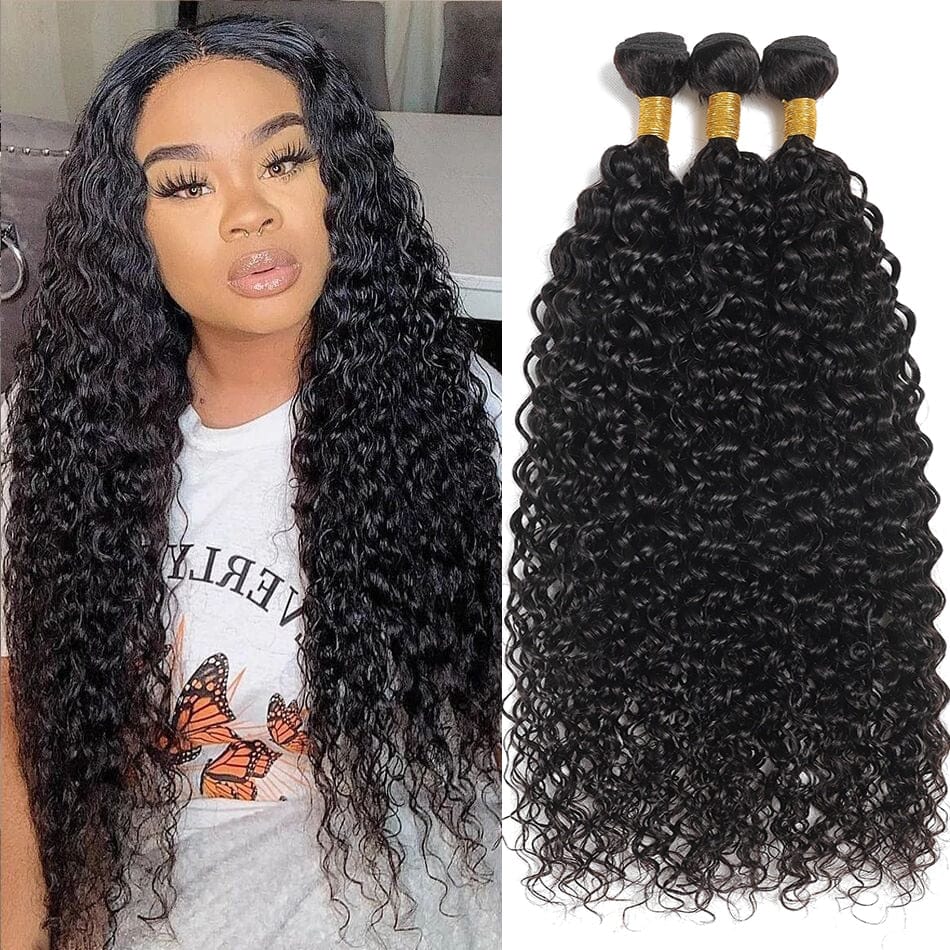 Showlu Store Nation 0 10inches 1PCS / 12A Water Wave Bundles 12A Brazilian Human Hair Weave 1/3/4PCS Deep Kinky Curly Hair 100g/pc Cheap Virgin Hair Extensions Natural