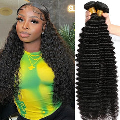 Showlu Store Nation 0 Remy Hair / 10inch (1 bundle) / >=20% 100% Human Hair Deep Wave Bundles Original Human Hair Hair Extension For Black Women 10-30 Inches 100 Percent Raw Virgin Human